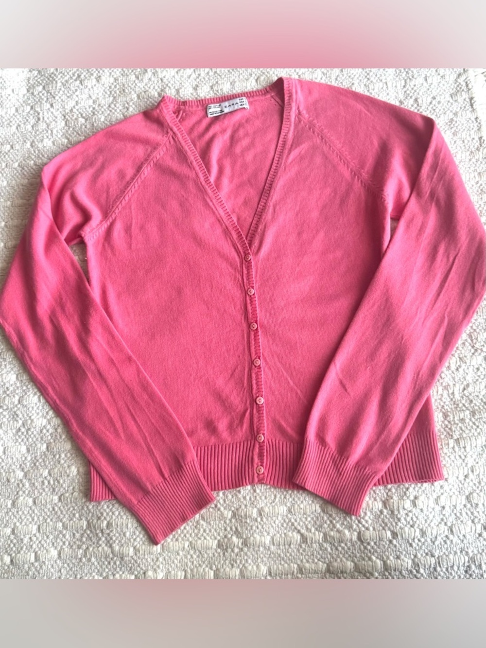 Zara Pink V-Neck Cardigan Sz Medium